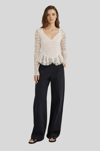 Alzya black lace long sleeve top