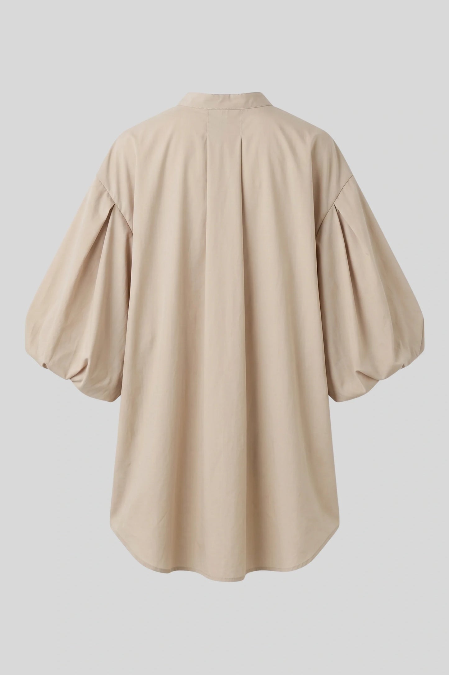 Apricot Puff-Sleeve Stand-Collar Button Blouse Apricot