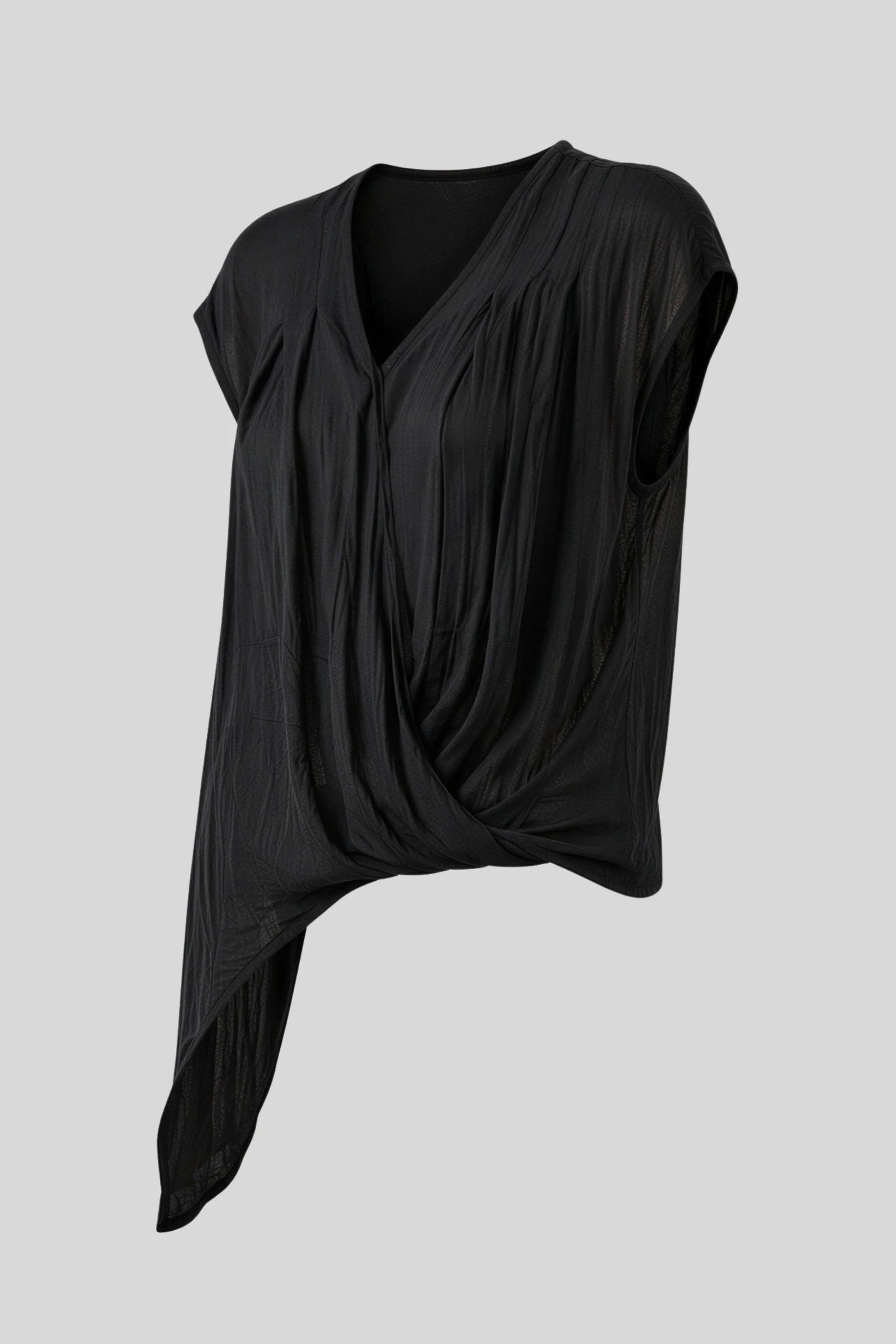 Asymmetric Wrap V-Neck Loose Short-Sleeve Top Khaki