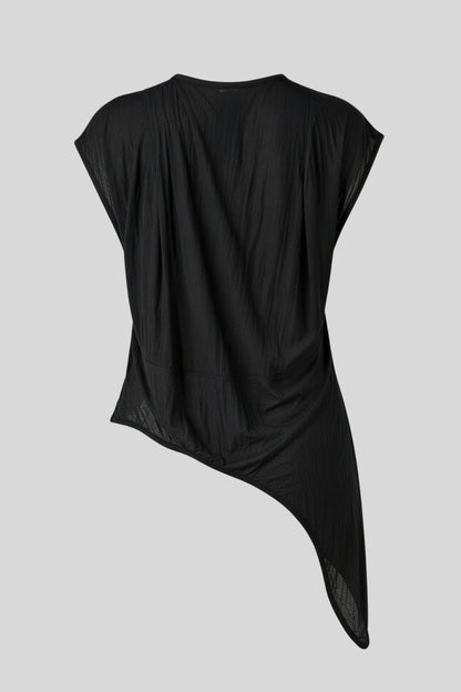 Asymmetric Wrap V-Neck Loose Short-Sleeve Top Khaki