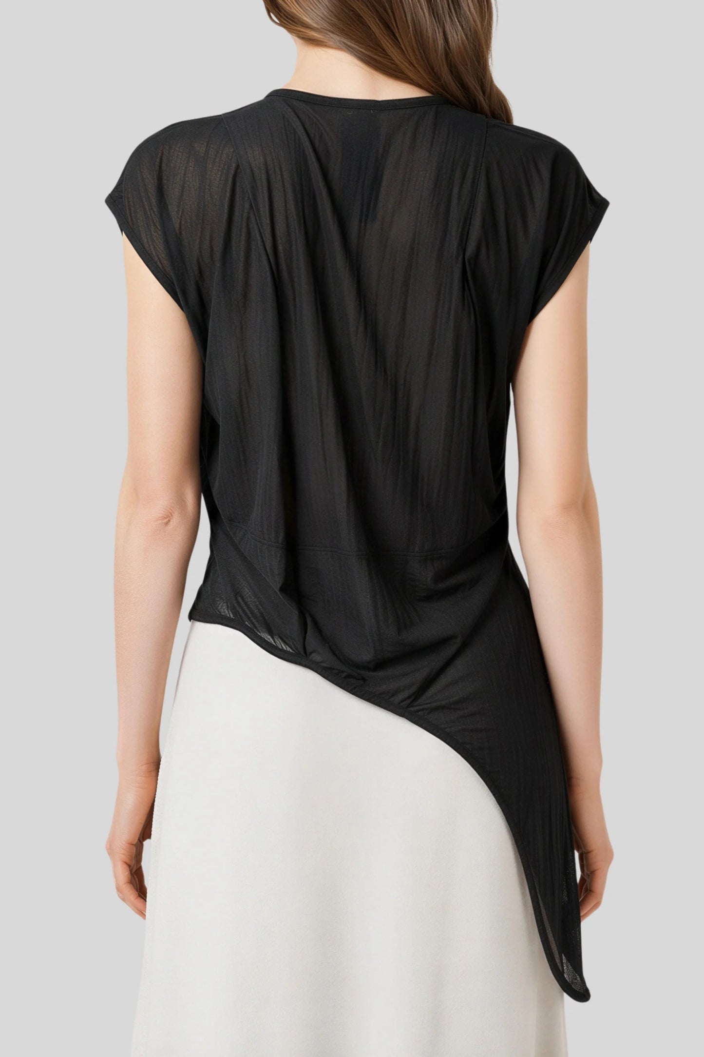 Asymmetric Wrap V-Neck Loose Short-Sleeve Top Khaki