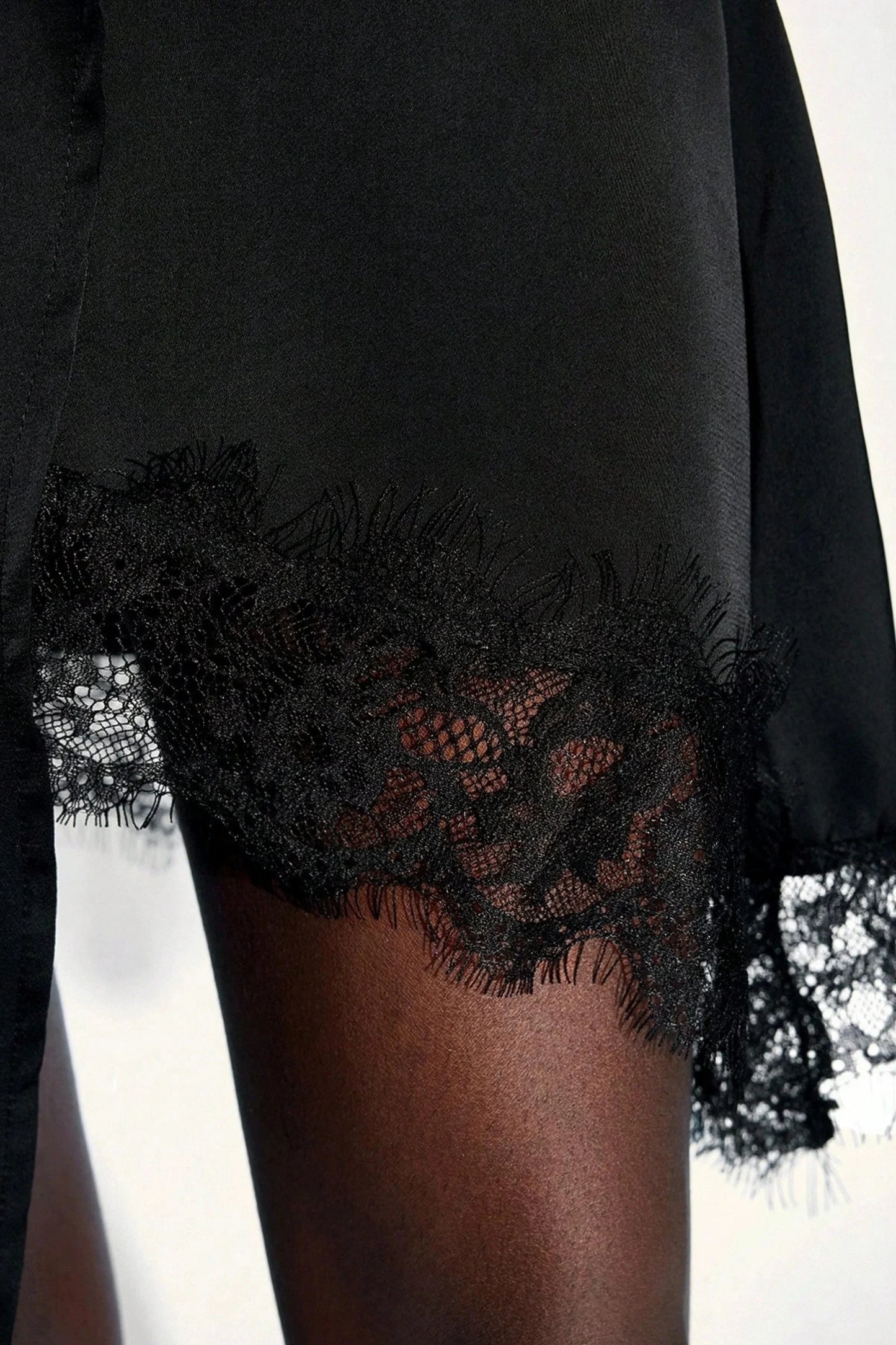 Asymmetrical midi skirt with lace trim Black