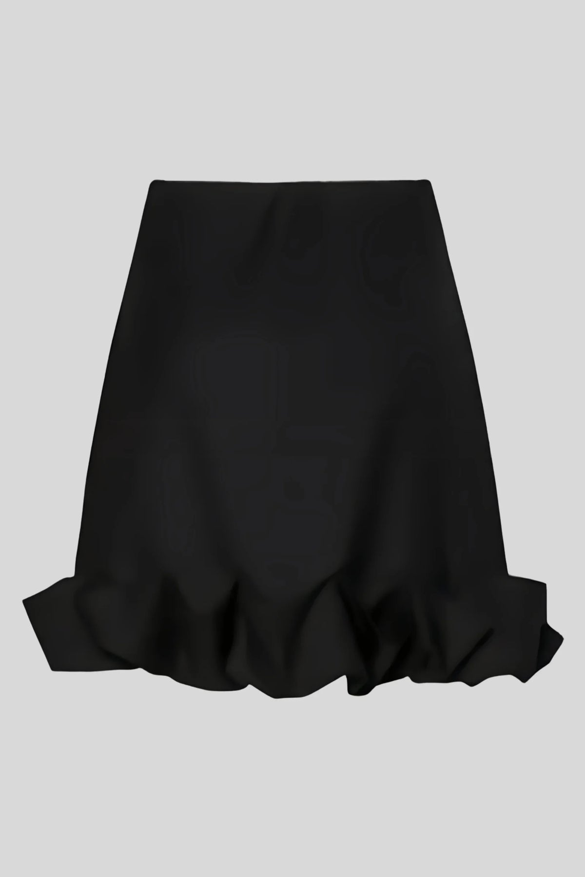 Black A-Line Mini Skirt with Ruffle Hem and Elastic Waist Black