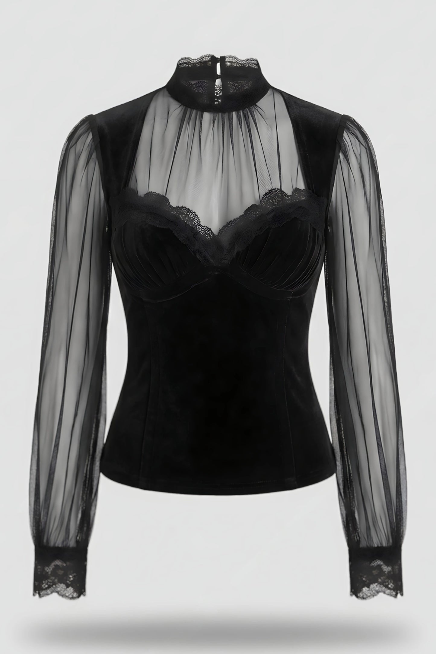 Alzya Black Lace Lantern Sleeve Top 