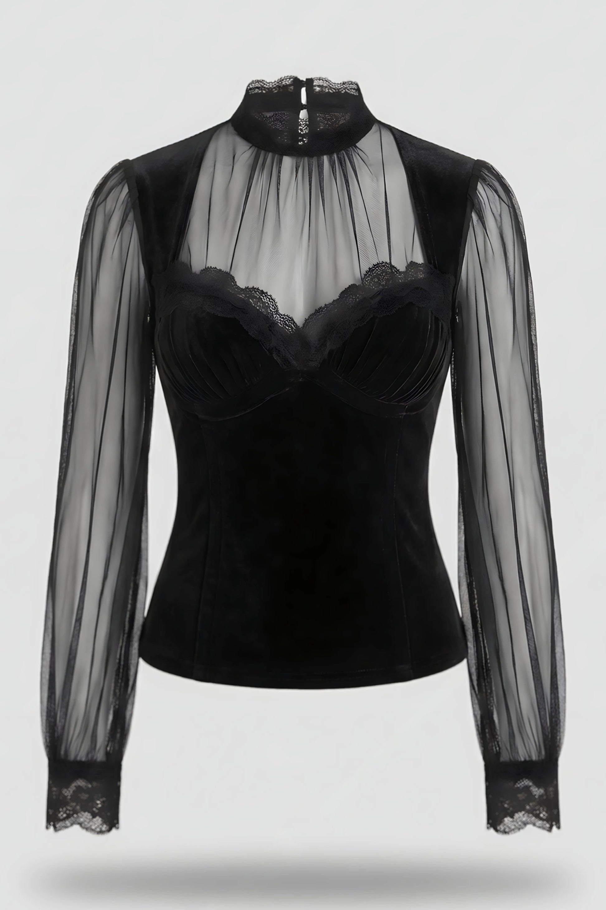 Alzya Black Lace Lantern Sleeve Top 