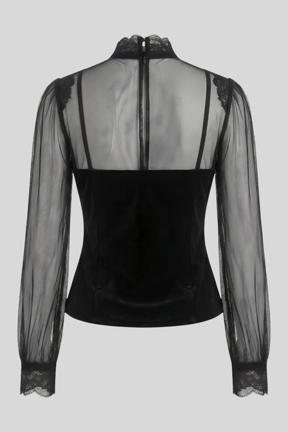Alzya Black Lace Lantern Sleeve Top