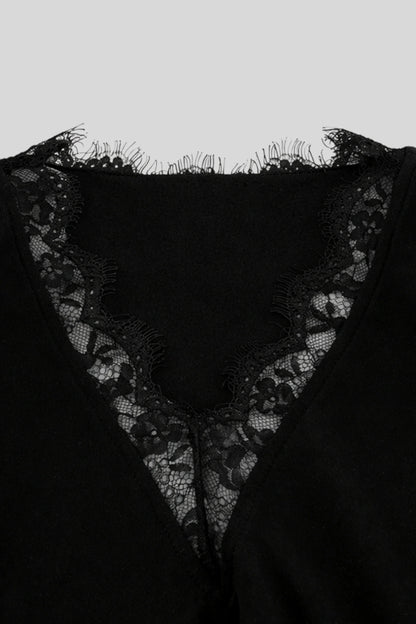 Alzya Black Lace V-Neck Bodycon Mini Dress