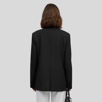 Alzya Black Oversized Blazer with High Collar black