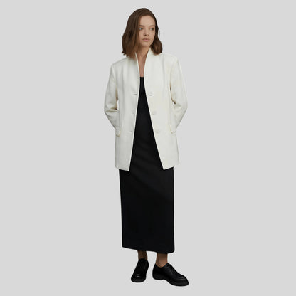 Alzya Black Oversized Blazer with High Collar White