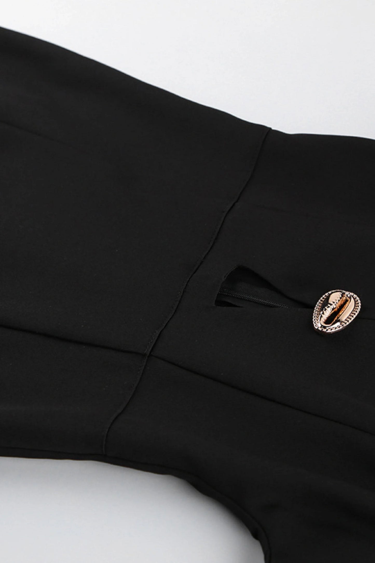 Black Tailored Midi Dress with Waist Cutouts Black