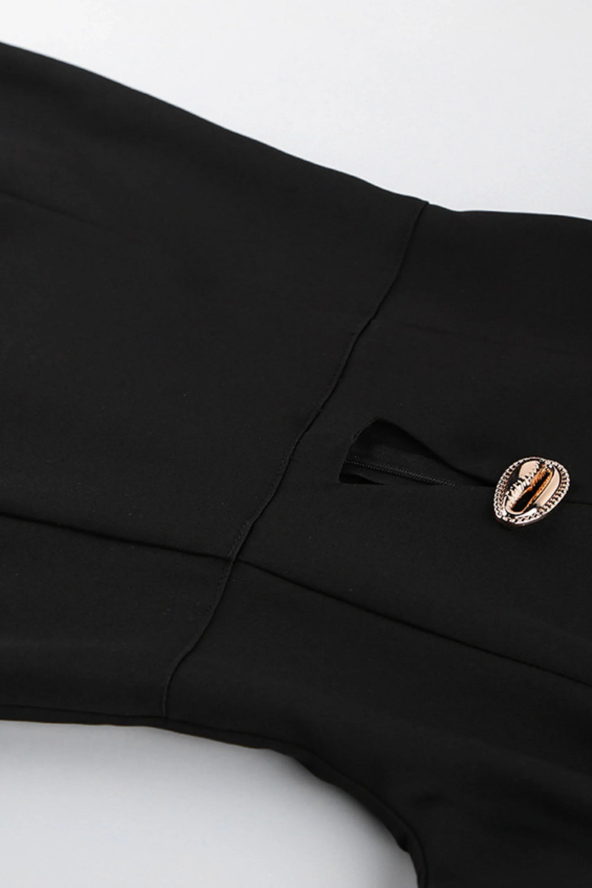 Black Tailored Midi Dress with Waist Cutouts Black