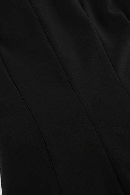 Black Tailored Midi Dress with Waist Cutouts Black