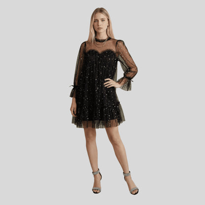 Alzya Black Tulle Dress with Sparkles
