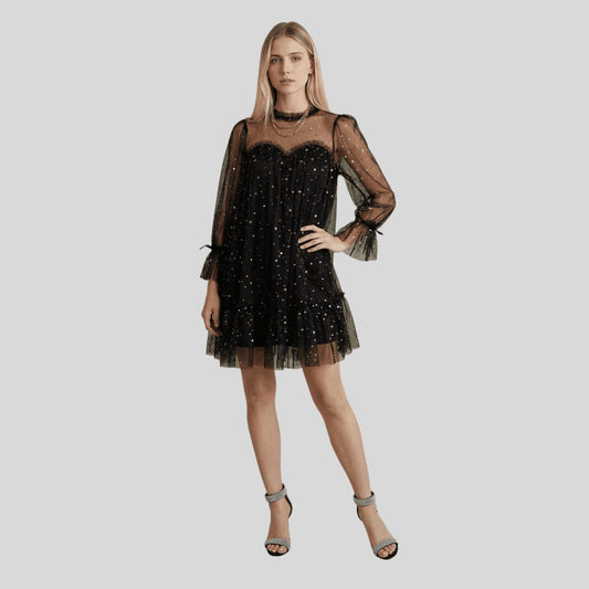 Alzya Black Tulle Dress with Sparkles