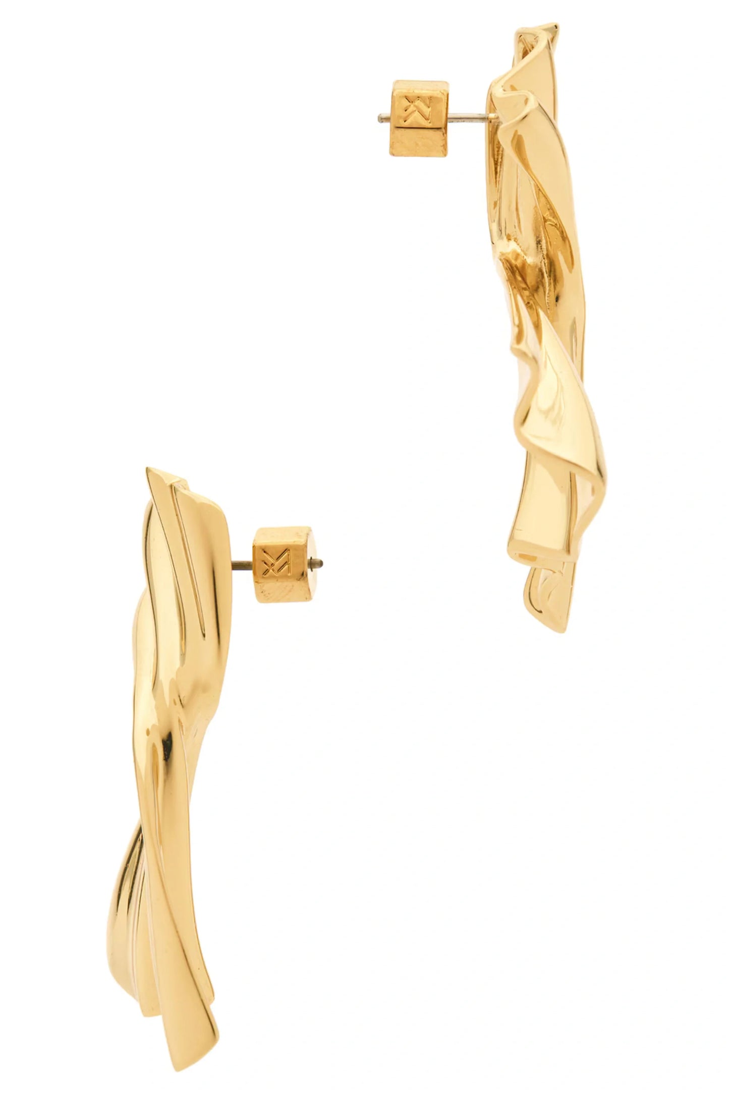 Gold Fan Bow-Shaped Statement Stud Earrings Gold