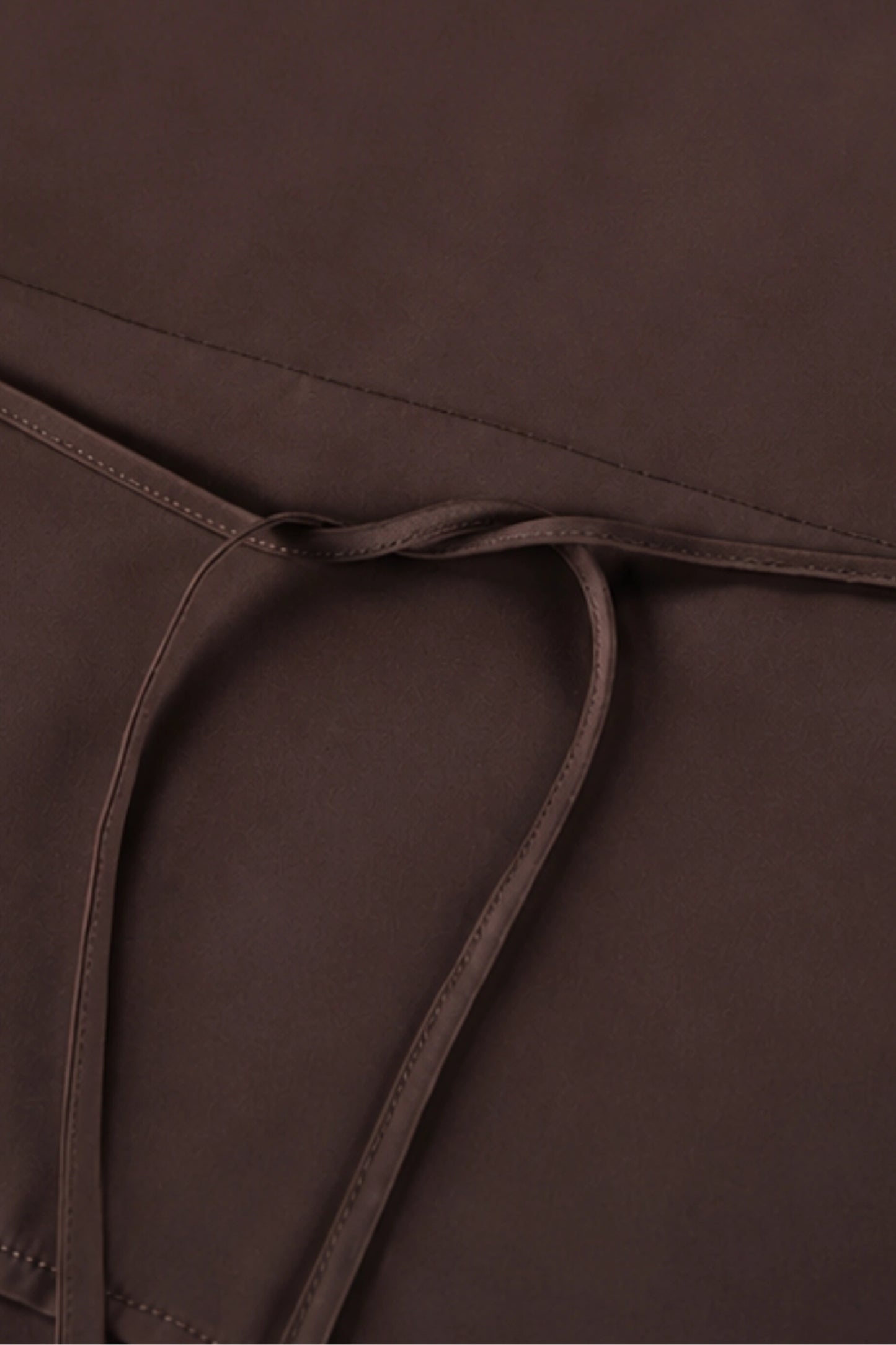 Brown Satin Lace Trim Wide Leg Pants Set