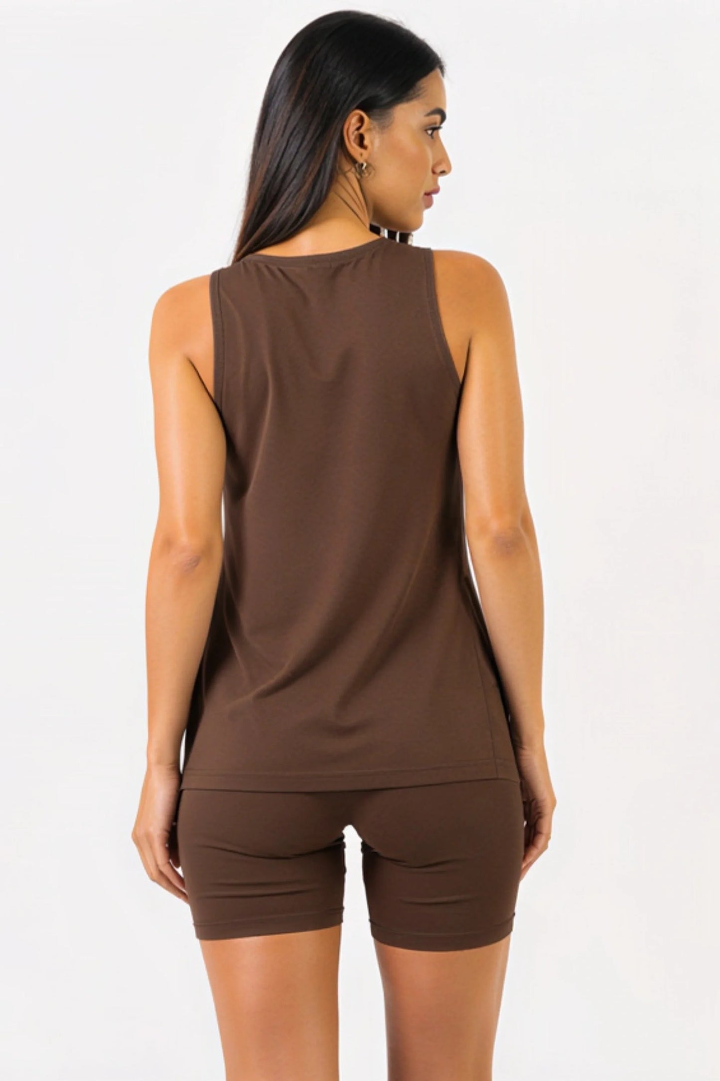 Brown Sleeveless Top and Shorts Set Brown