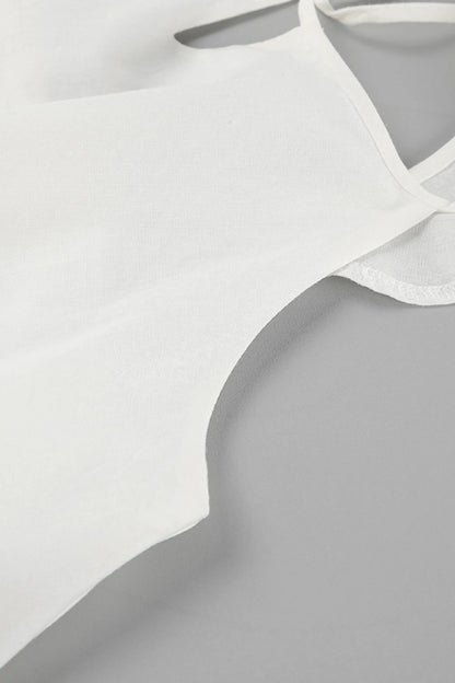 Butterfly Sleeve Top and Wide Leg Pants Set White