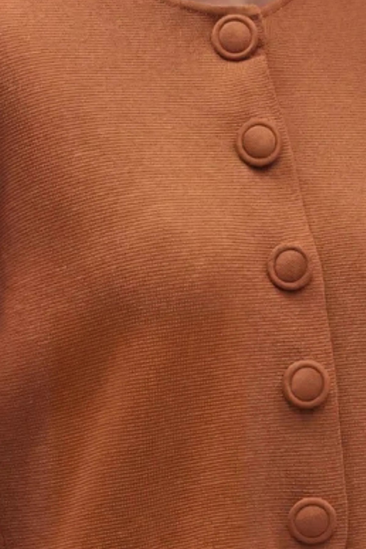 Cognac Fringe Trim Crop Cardigan Cognac