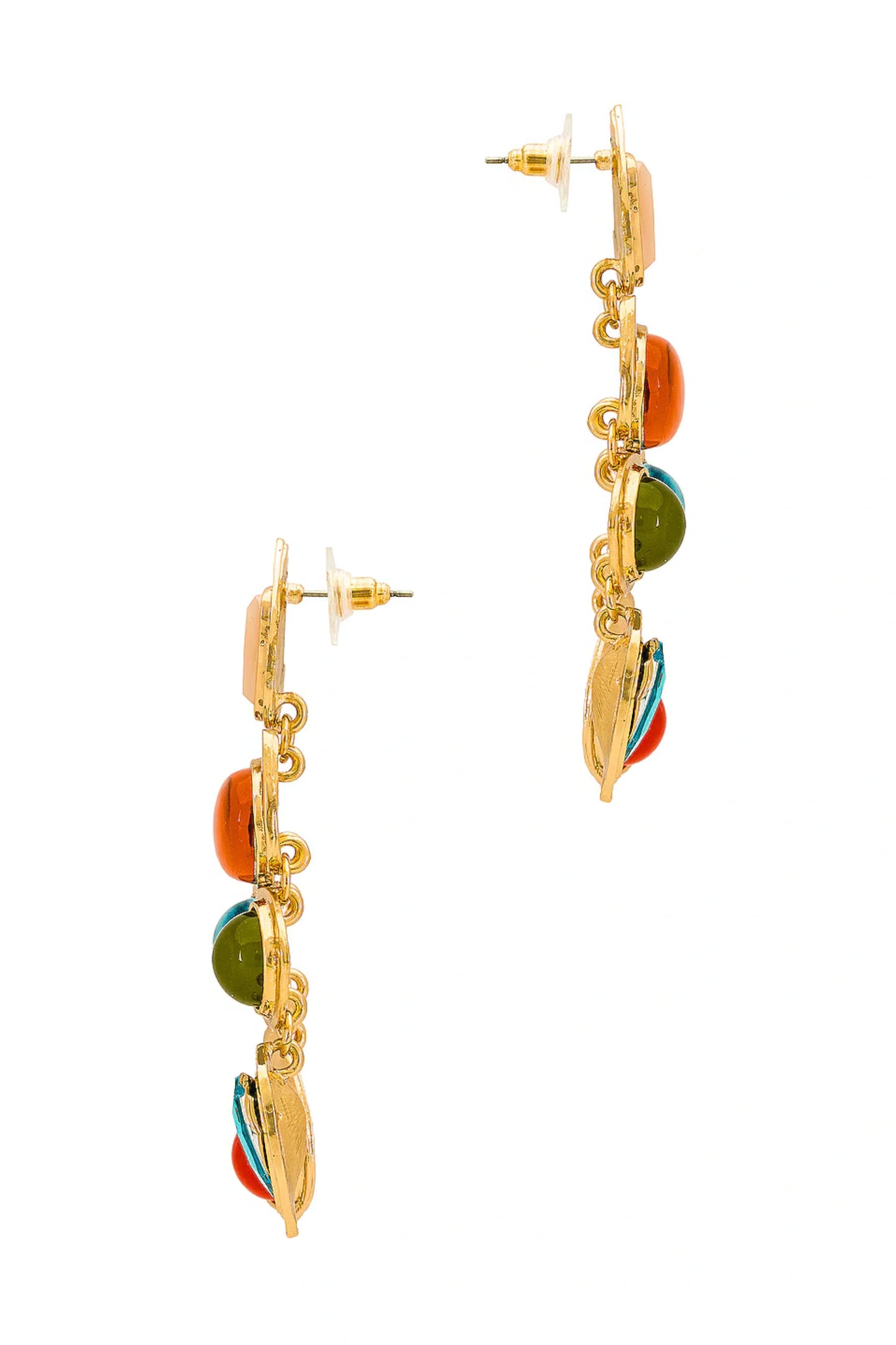 Multicolor Gemstone Geometric Drop Earrings Multicolor
