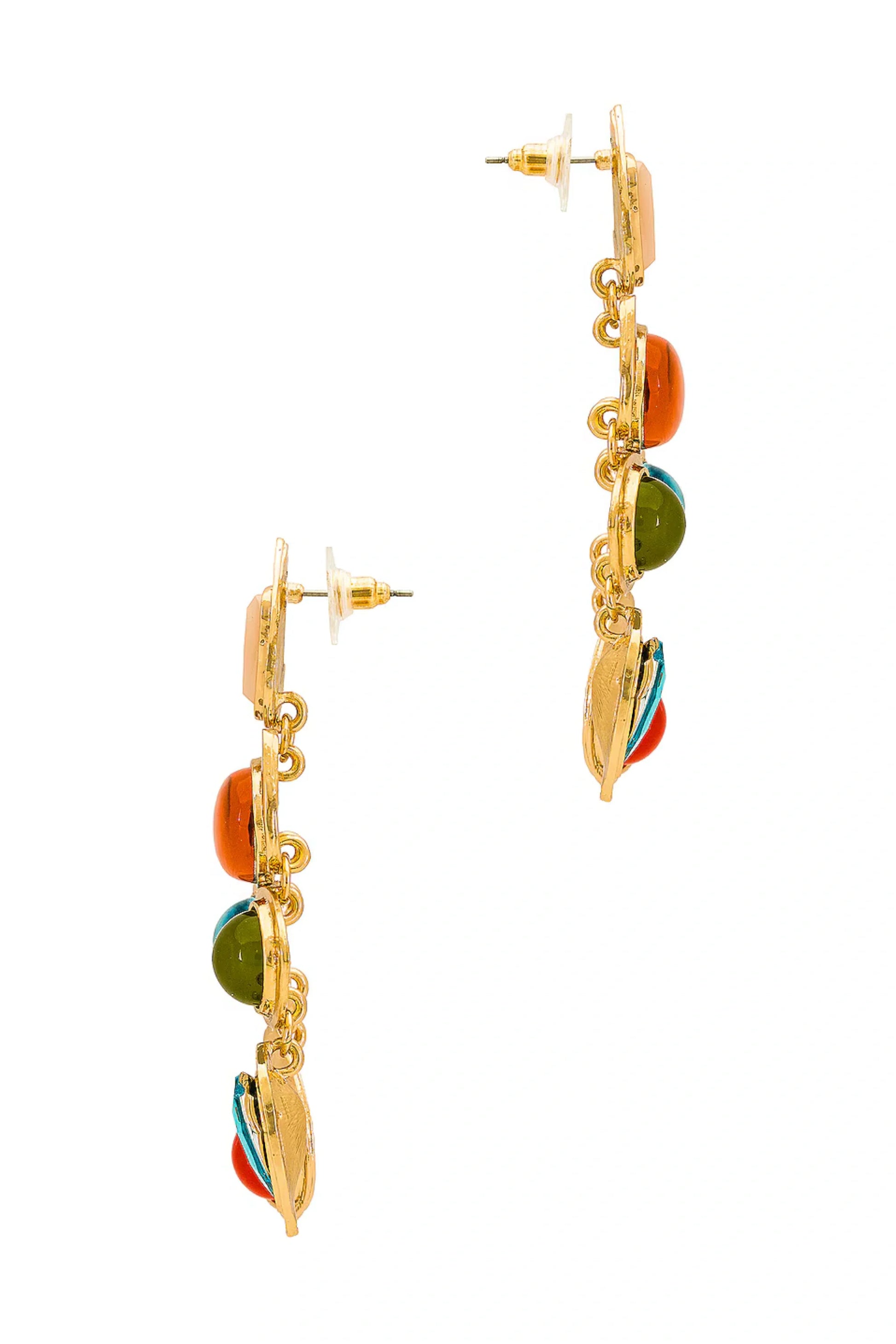Multicolor Gemstone Geometric Drop Earrings Multicolor