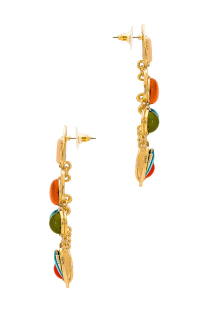 Multicolor Gemstone Geometric Drop Earrings Multicolor