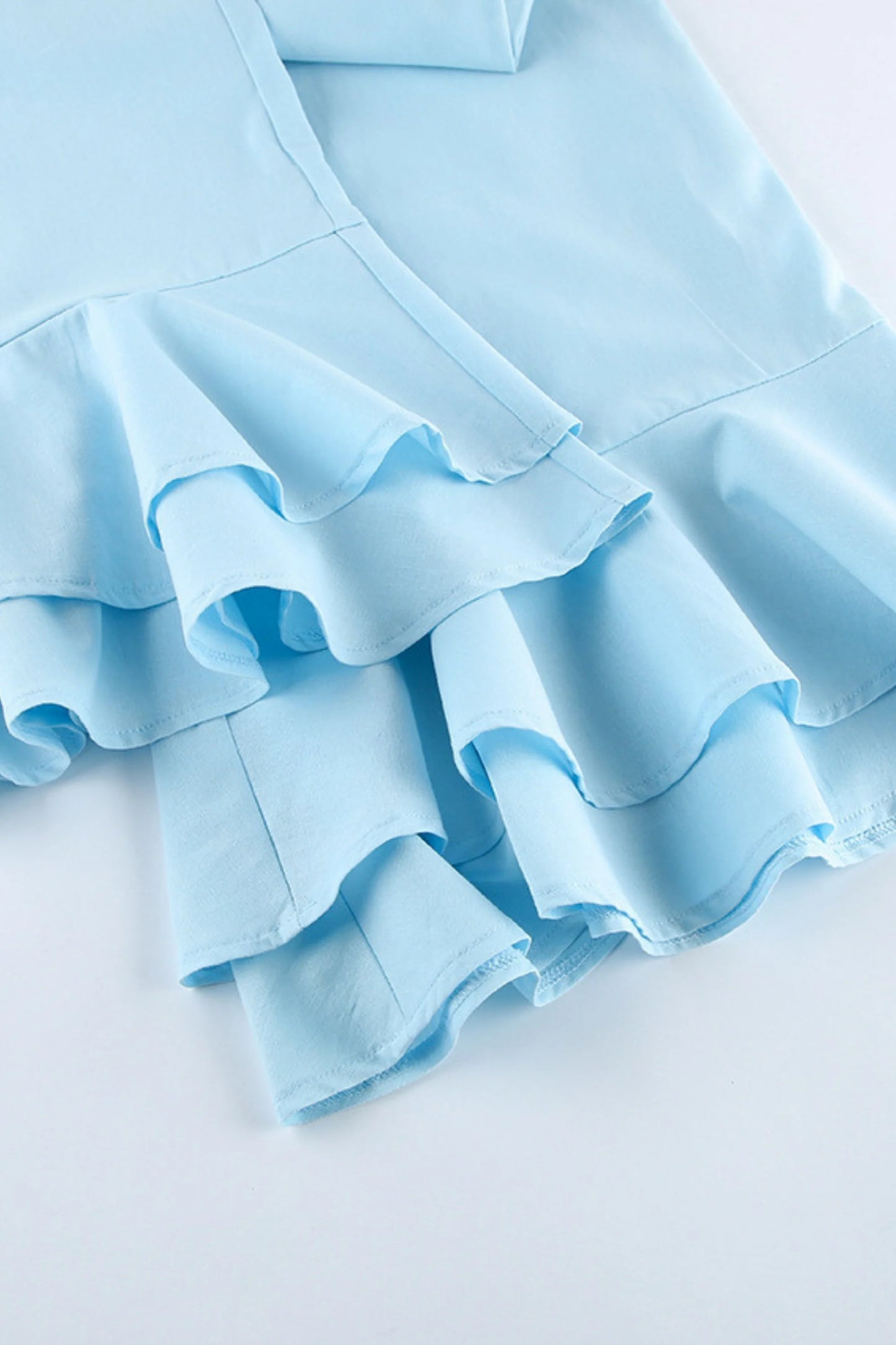 Cotton-Linen Ruffle Tank & Wide-Leg Flared Pants Set Teal