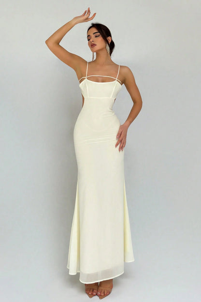 Cut-out fitted maxi dress Ivory