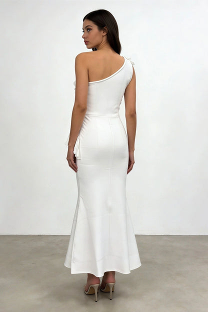 Designer Irregular Off-Shoulder Long Evening Dress