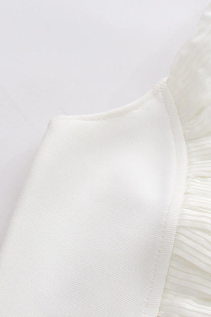 Designer Irregular Off-Shoulder Long Evening Dress White