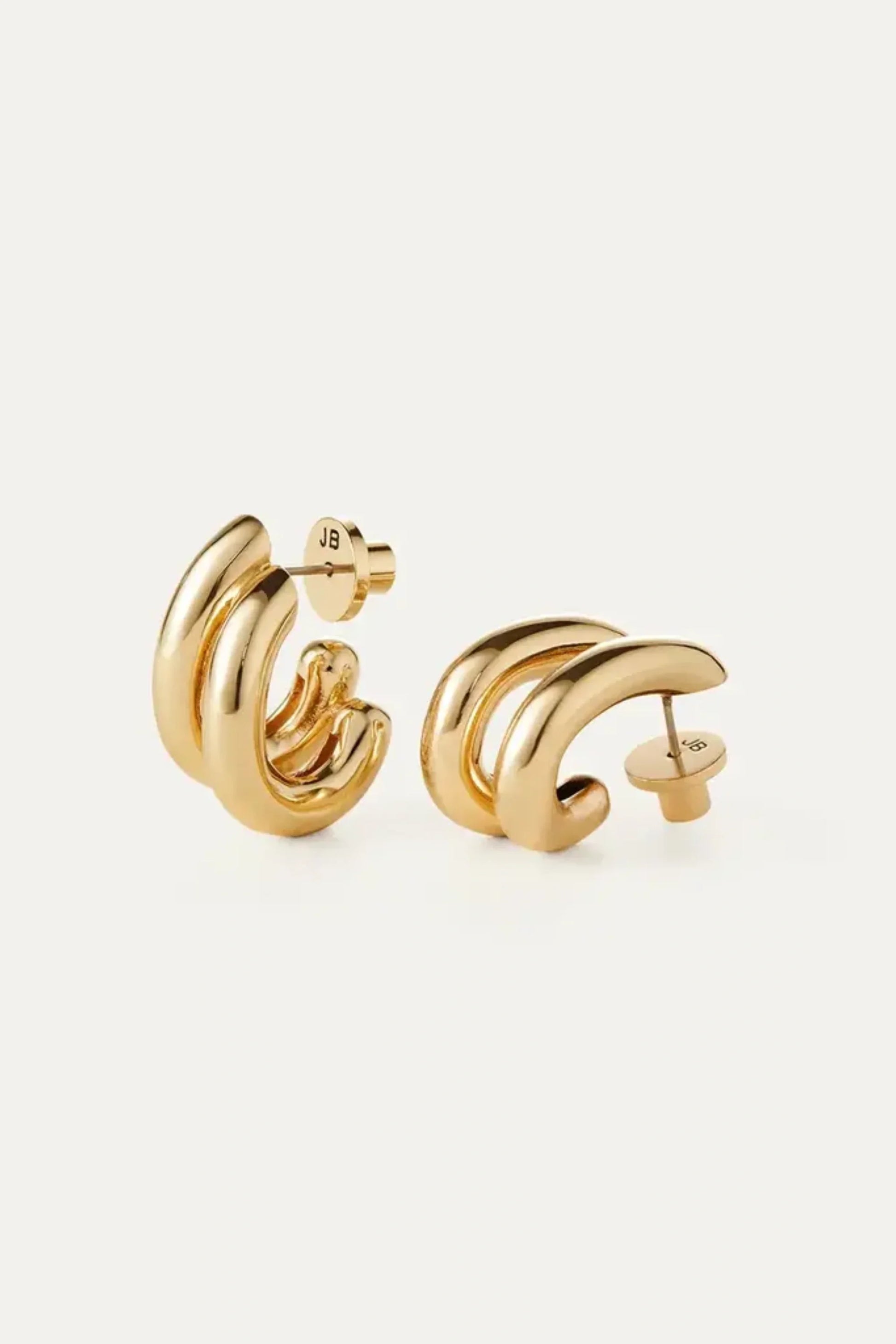 Gold Double-Layer Thick C-Hoop Stud Earrings Gold