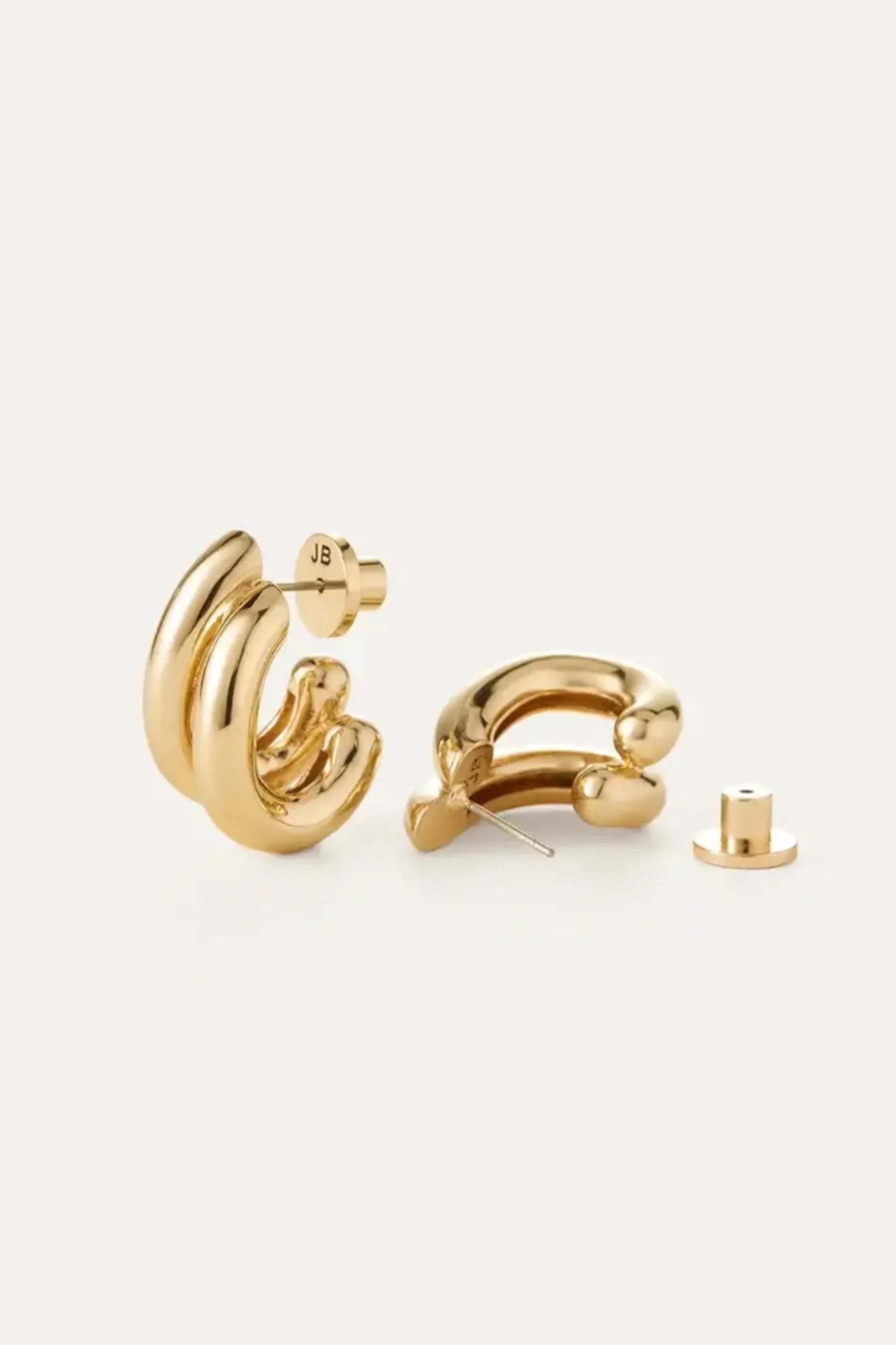 Gold Double-Layer Thick C-Hoop Stud Earrings Gold
