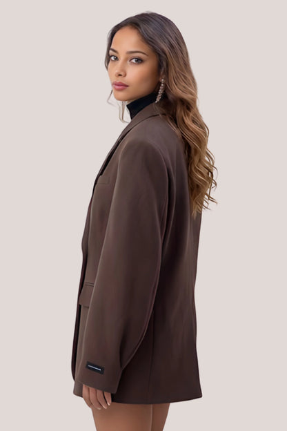 Alzya Elara Chocolate Brown Double Breasted Tailored Blazer (1)