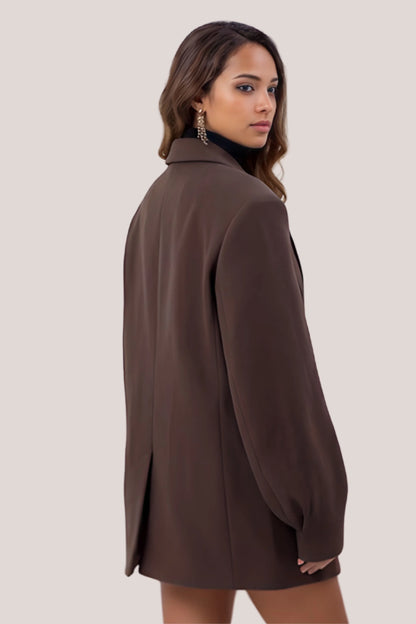 Alzya Elara Chocolate Brown Double Breasted Tailored Blazer (1)
