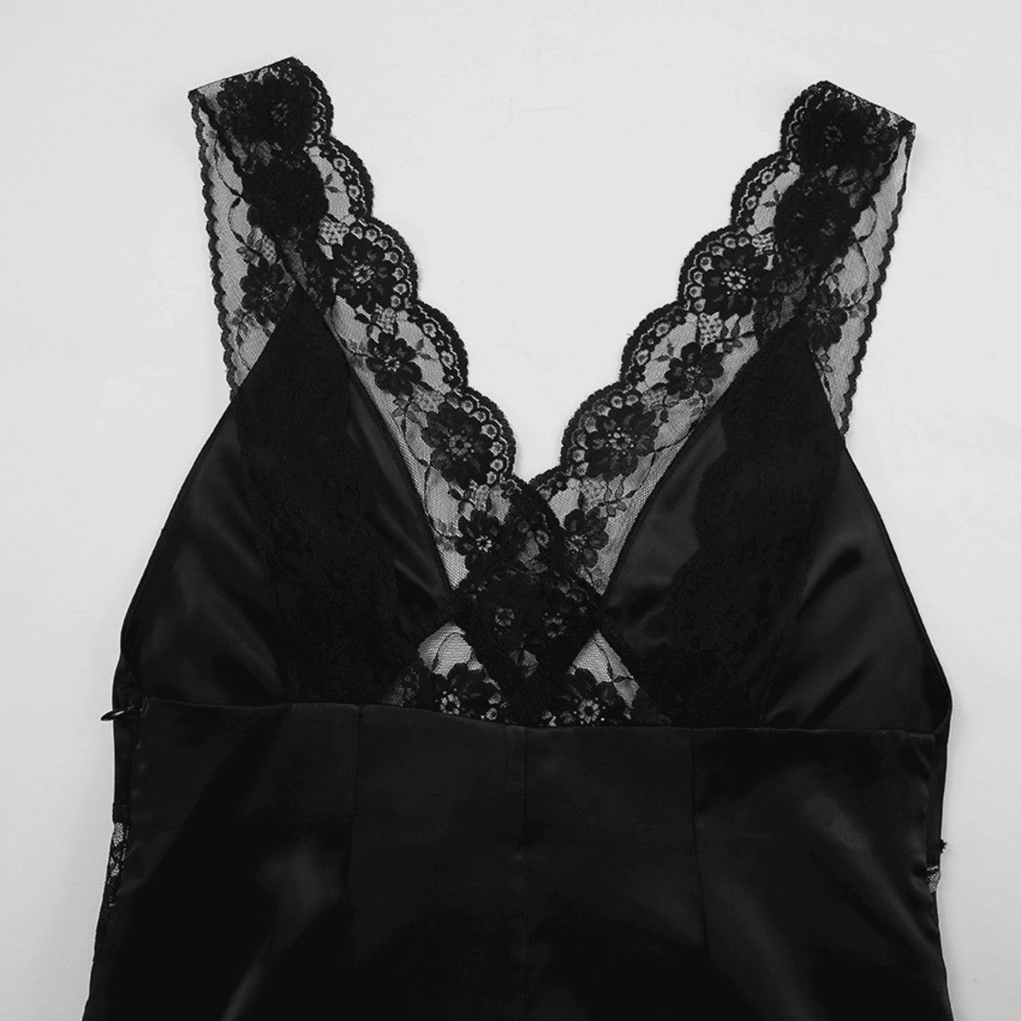 Elegant Long Lace-Trim Slip Dress