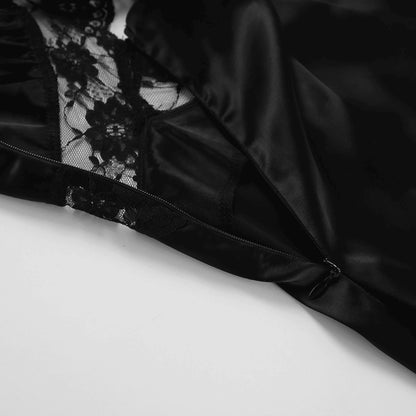 Elegant Long Lace-Trim Slip Dress