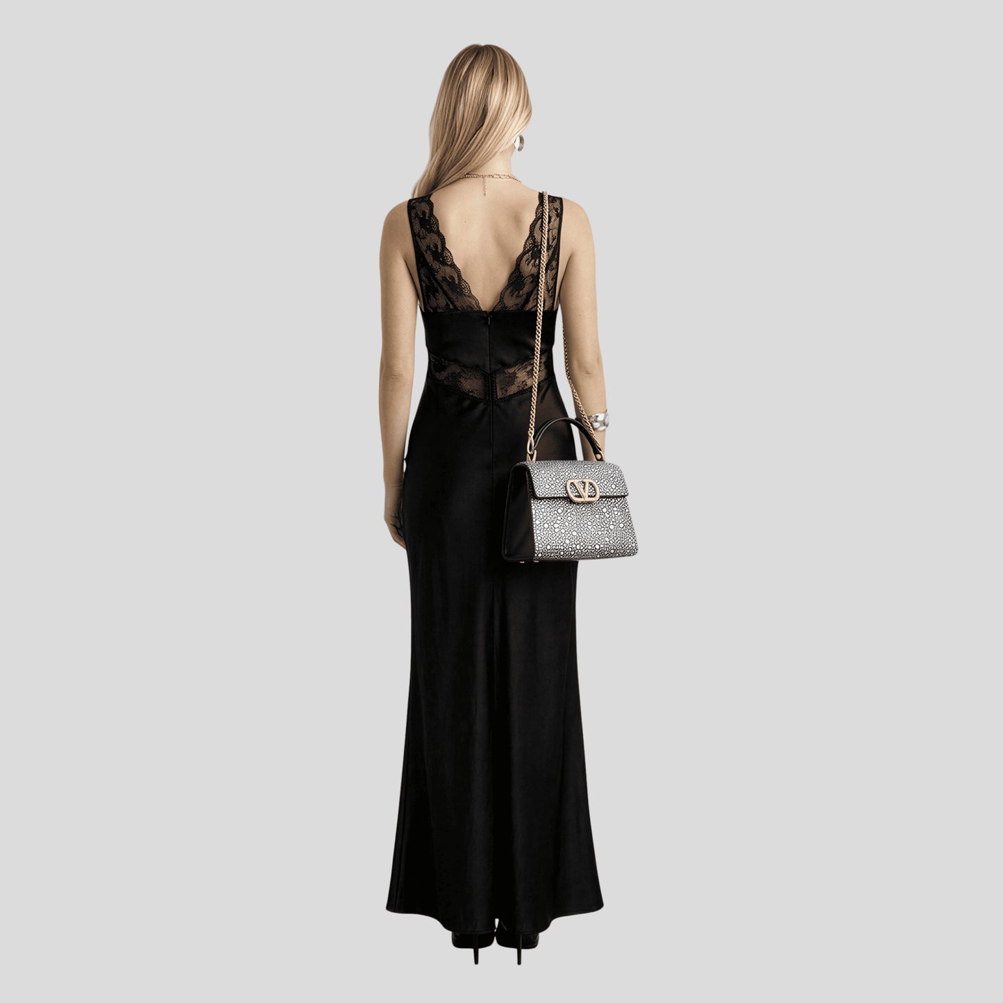 Elegant Long Lace-Trim Slip Dress