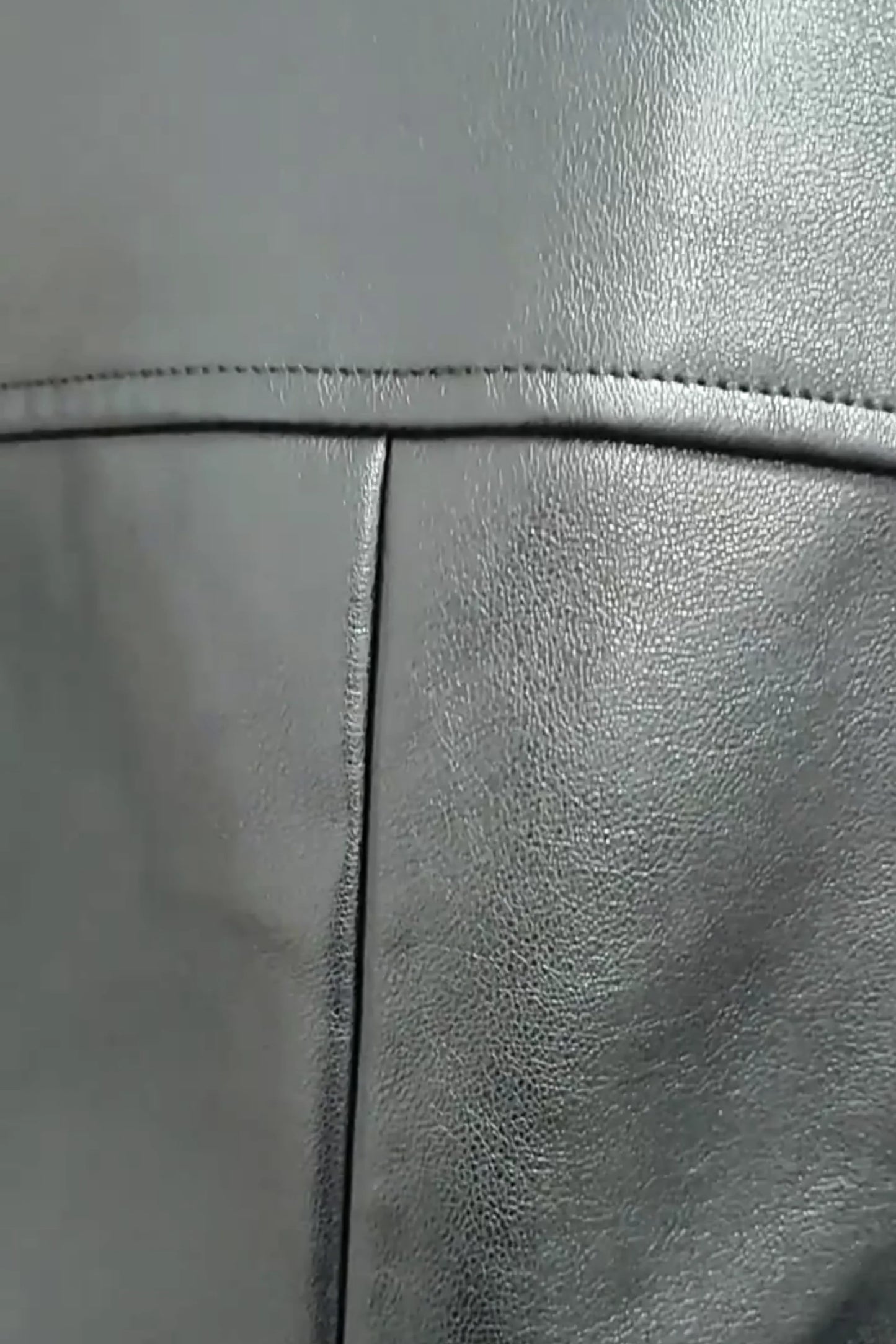 Faux Leather Belted Blazer Black
