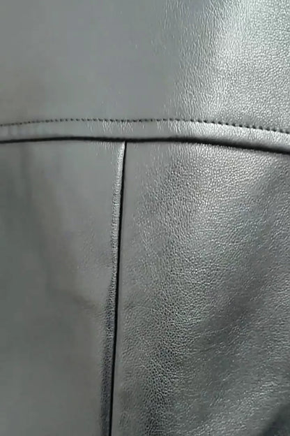Faux Leather Belted Blazer Black