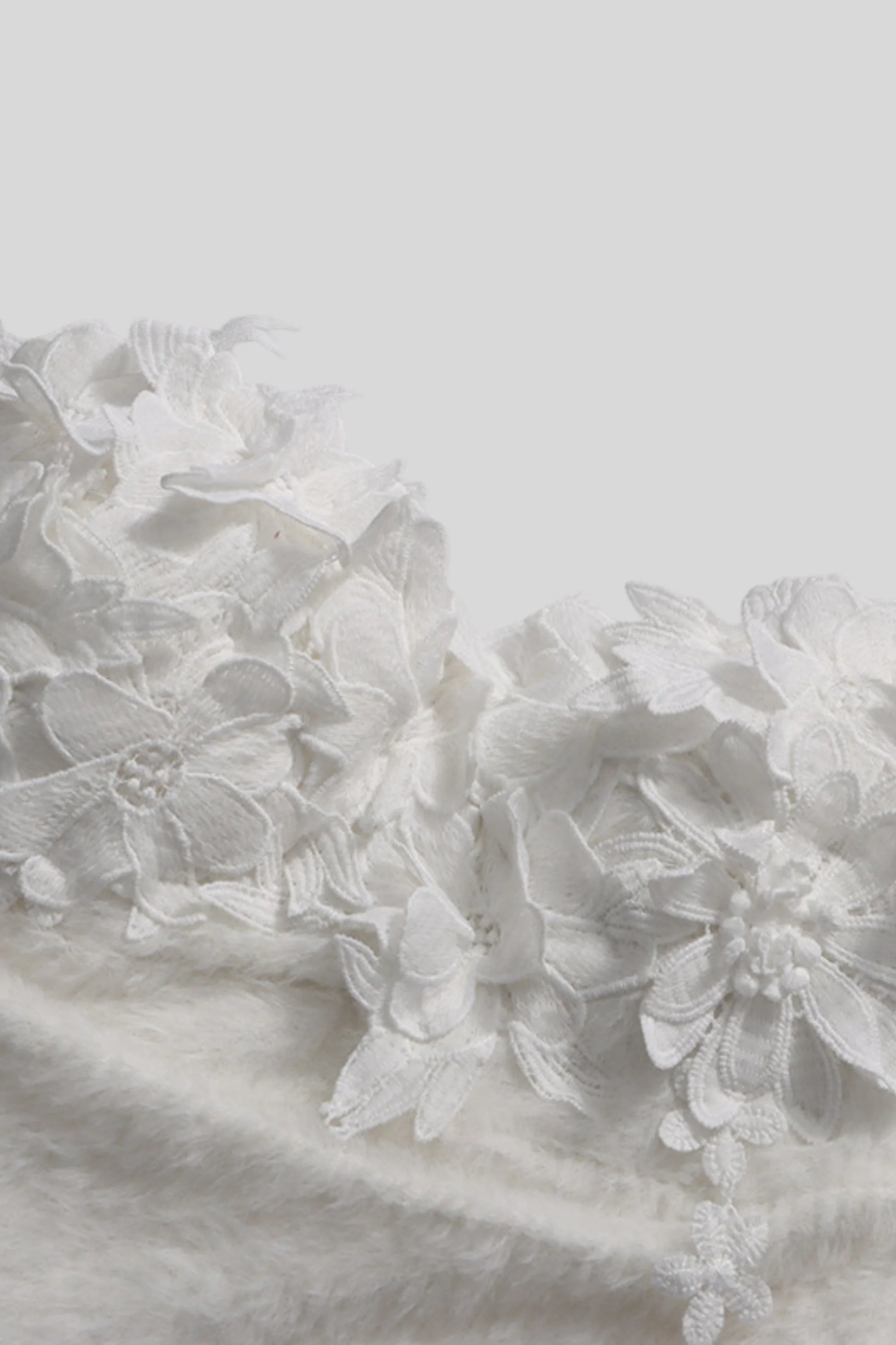 Floral Appliqué Strapless Corset Top White