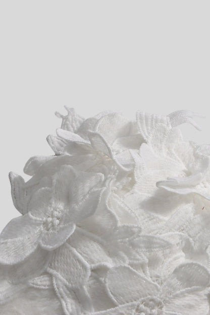 Floral Appliqué Strapless Corset Top White