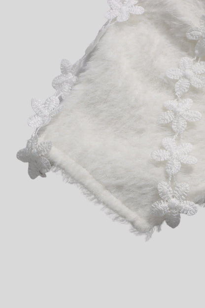 Floral Appliqué Strapless Corset Top White