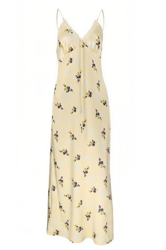 Floral Print V-Neck Slip Maxi Dress Printed