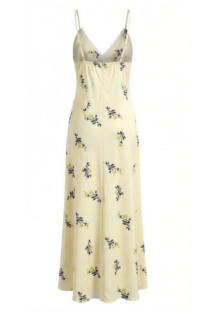 Floral Print V-Neck Slip Maxi Dress Printed