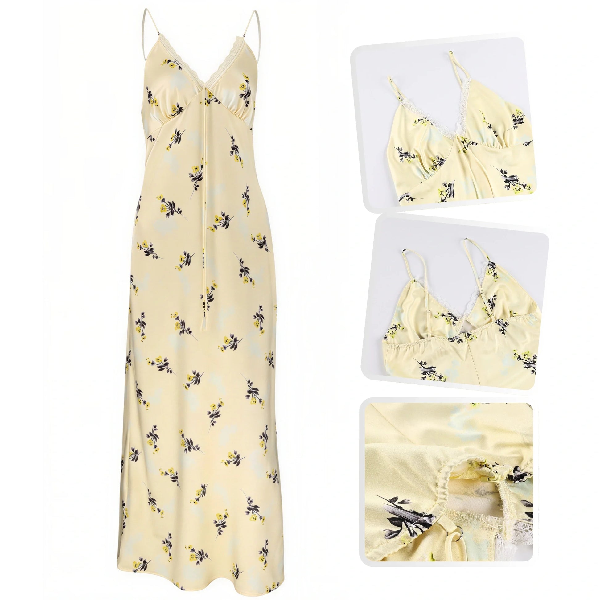 Floral Print V-Neck Slip Maxi Dress Printed