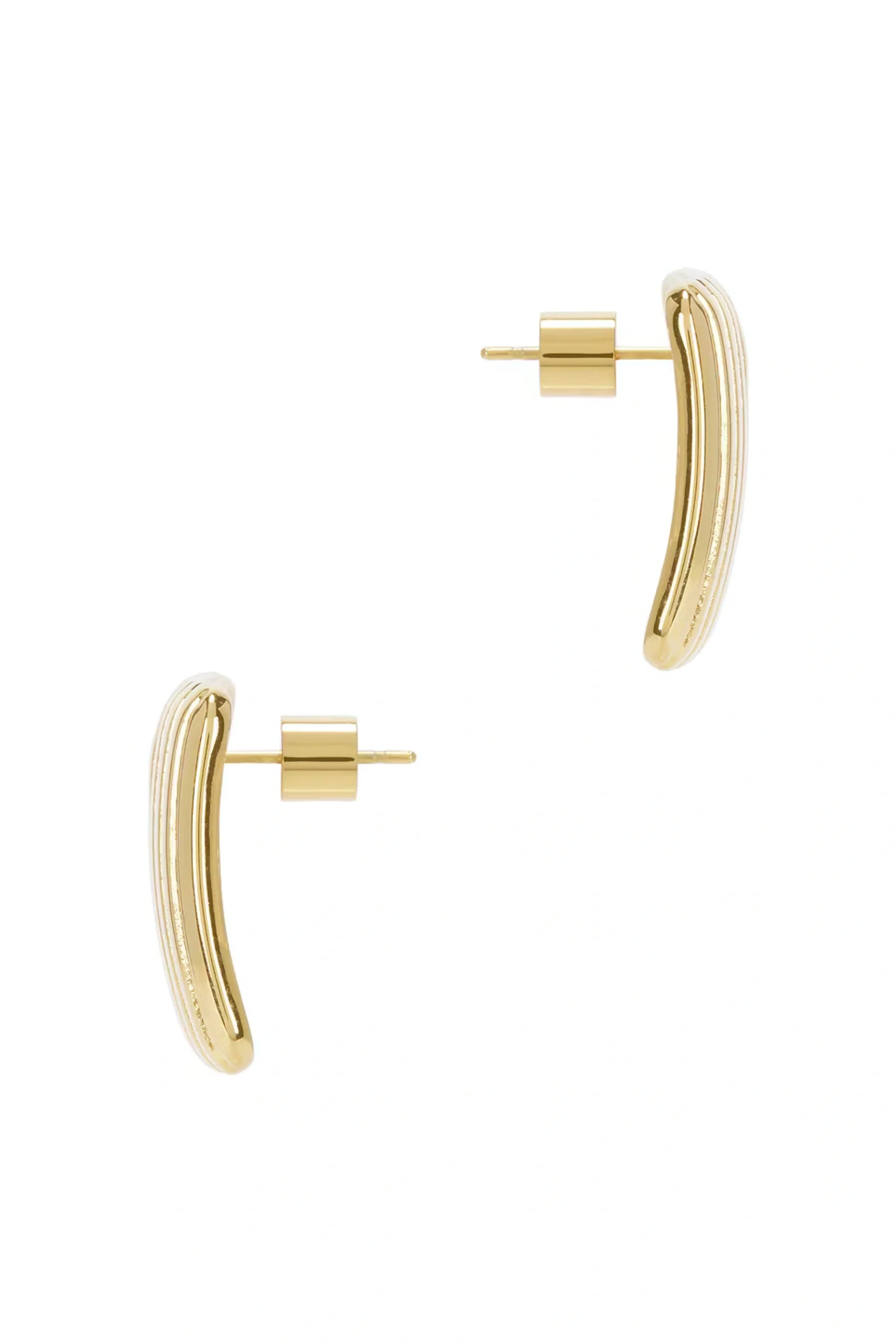 18K Gold Geometric Ribbed Square Stud Earrings Gold