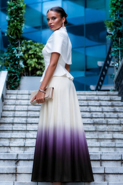 Alzya Gradient Peplum Top and Long Skirt Set