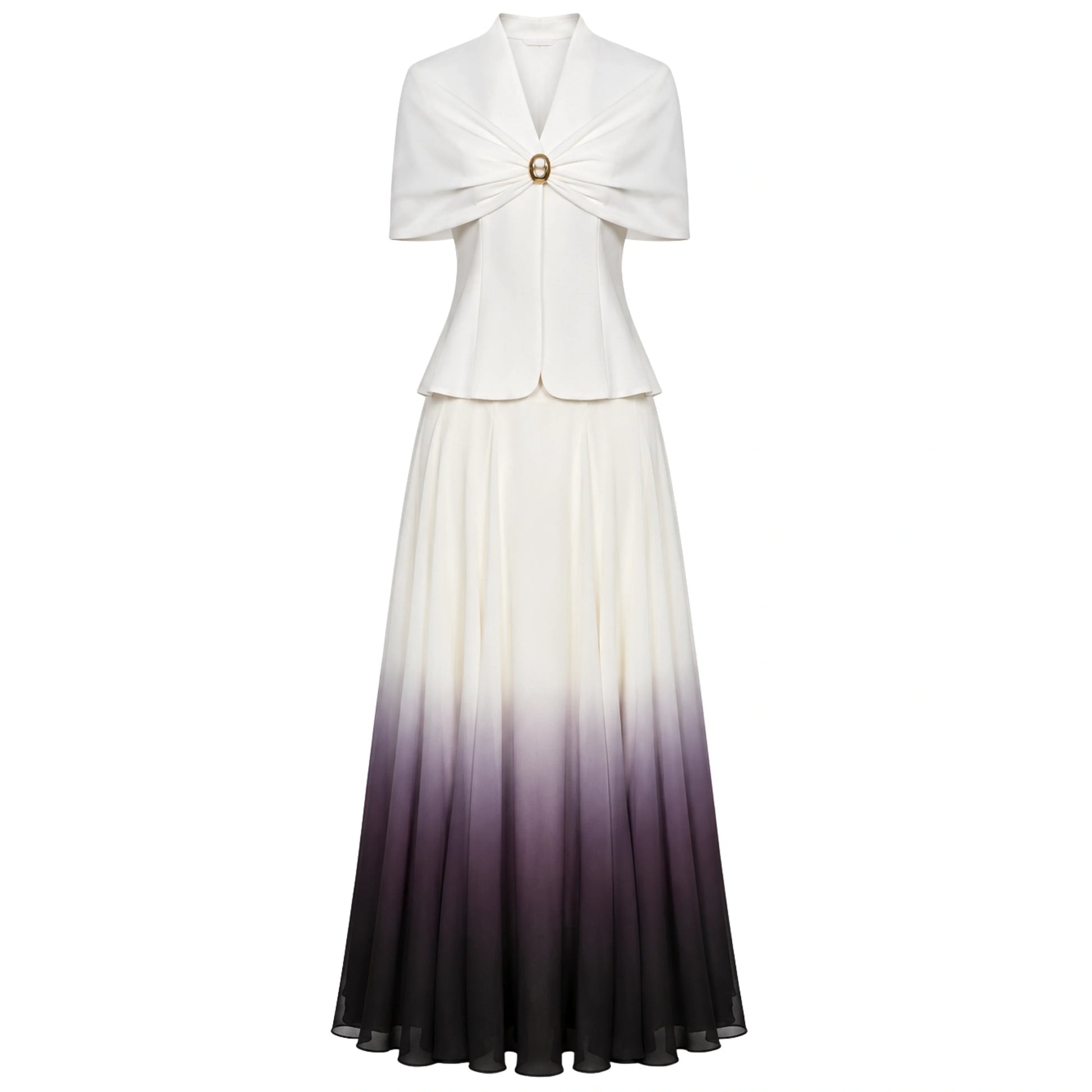 Gradient Peplum Top and Long Skirt Set Gradient
