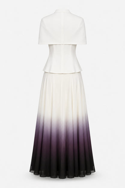 Gradient Peplum Top and Long Skirt Set