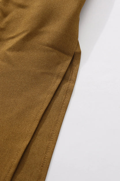 Luxe Halter Chain Metal Maxi Dress with Side Slit Brown